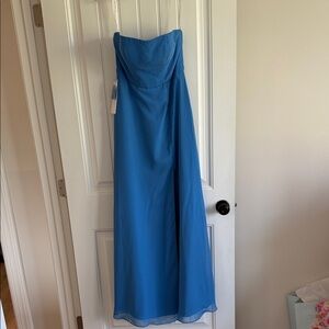 Azazie blue jay dress